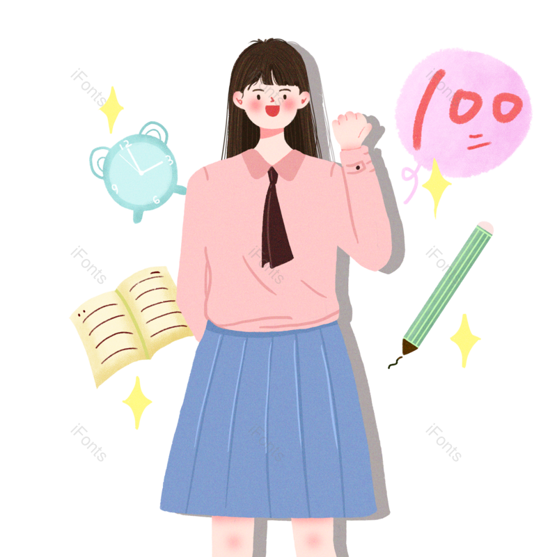 高考图片,插画元素,人物PNG,手绘免抠素材